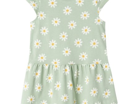 Name It Silt Green Daisy Flowers Vigga Klänning Noos Cheap