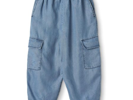 Fliink Light Denim Blue Hi Cargo Pant Online Sale