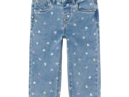 Name it Medium Blue Denim Hearts Bella Mom Jeans Hot on Sale