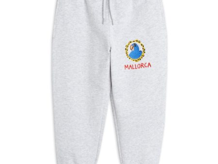 Mini Rodini Grey melange Parrot Embroidery Sweatpants For Discount