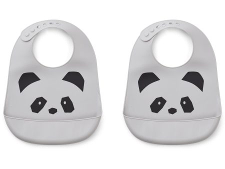 LIEWOOD Panda Dumbo Grey Tilda Silicone Bib 2-Pack Discount