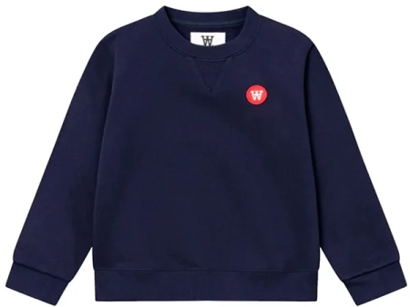 Wood Wood Navy Double A Rod Sweatshirt Hot on Sale