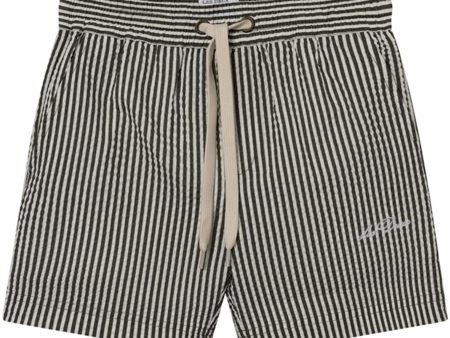 Les Deux Kids Olive Night Ivory Stan Stripe Seersucker Badeshorts on Sale