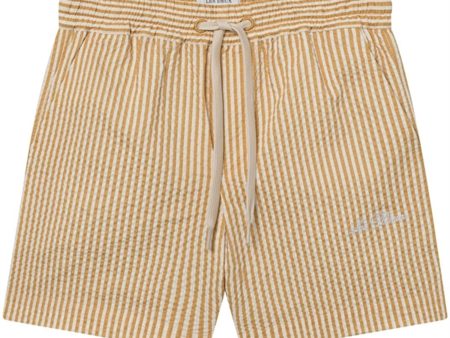 Les Deux Kids Mustard Yellow Light Ivory Stan Stripe Seersucker Badeshorts Online Hot Sale