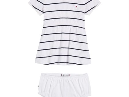 Tommy Hilfiger Bebis Striped Rib Klänning White   Desert Sky Stripe Online Hot Sale