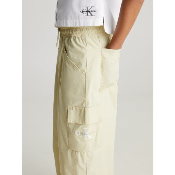 Calvin Klein Wide Leg Cargo Byxor Green Haze For Discount