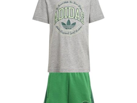 adidas Originals Medium Grey Heather Shorts Tee Set on Sale