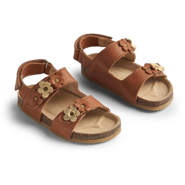 Wheat Sandal Cork Open Toe Clare Flowers Cognac For Sale