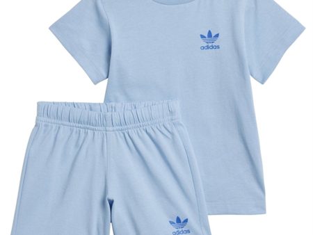 adidas Originals Light Blue Shorts Tee Set Online now