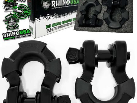 Rhino USA 8T Super Shackle 2-Pack (Matte Black) Online Hot Sale